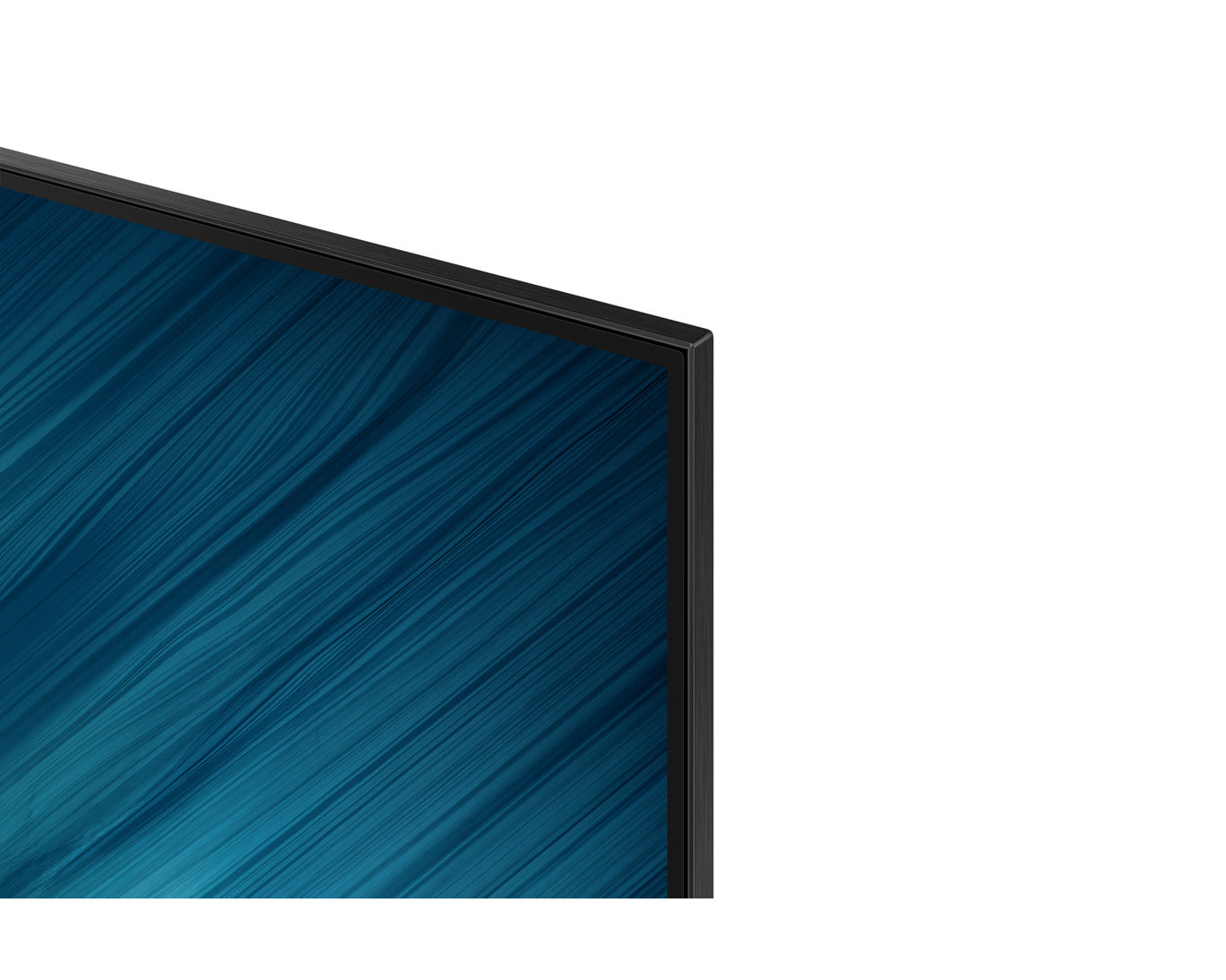 Television screen with blue abstract design on a white background