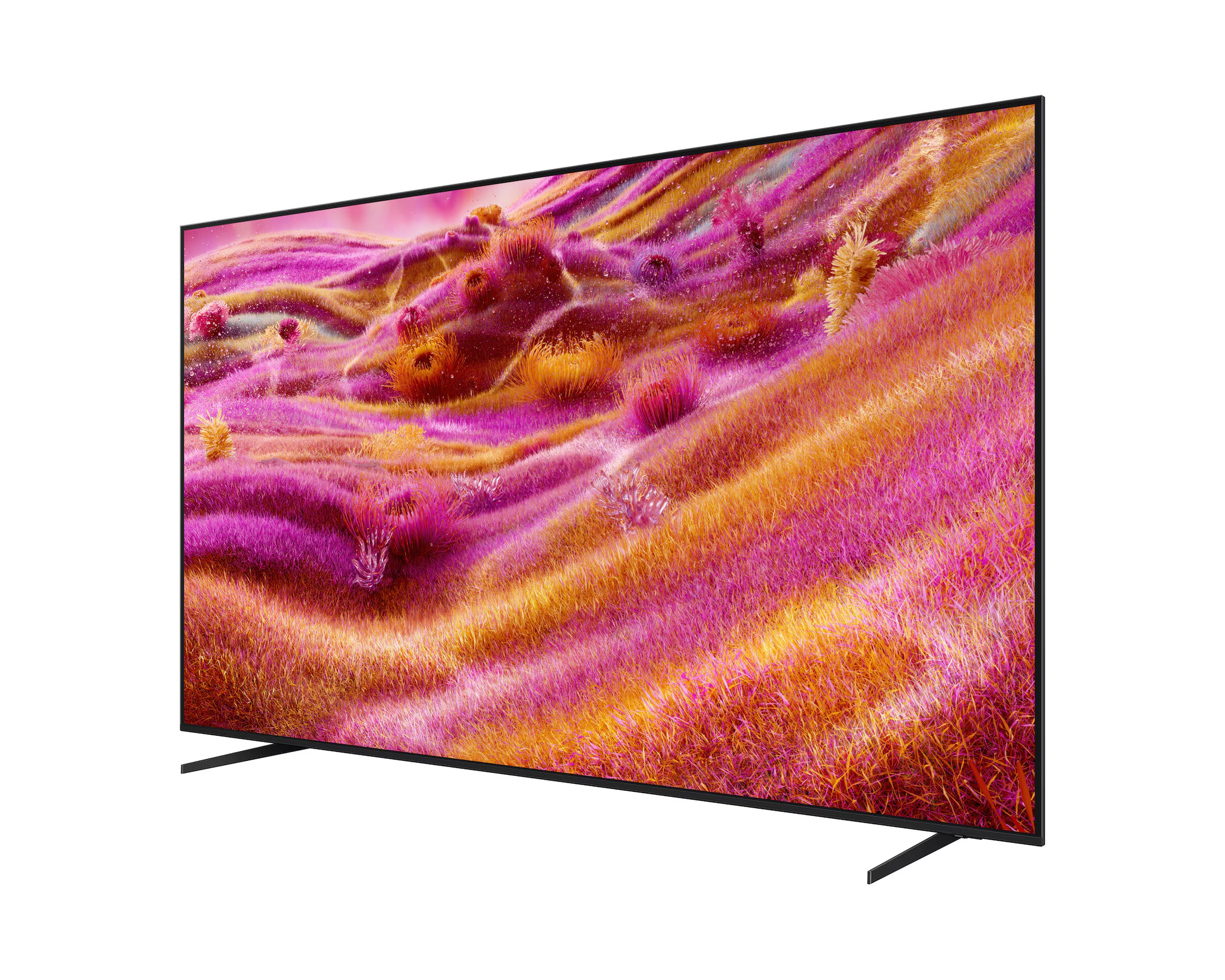 Smart TV displaying a colorful abstract pattern on a white background