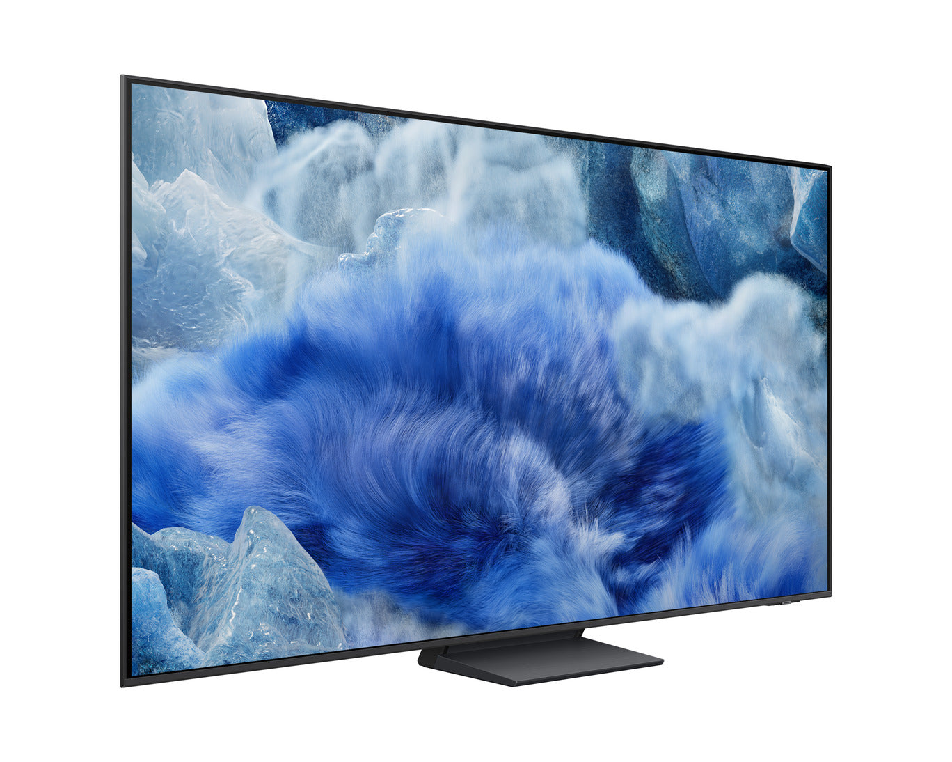 Smart TV displaying a nature scene with blue and gray colors on a white background