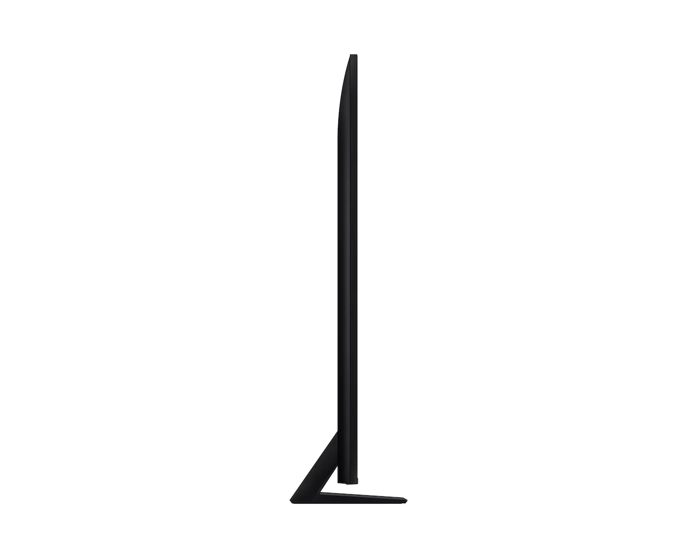 Black computer monitor stand on a white background