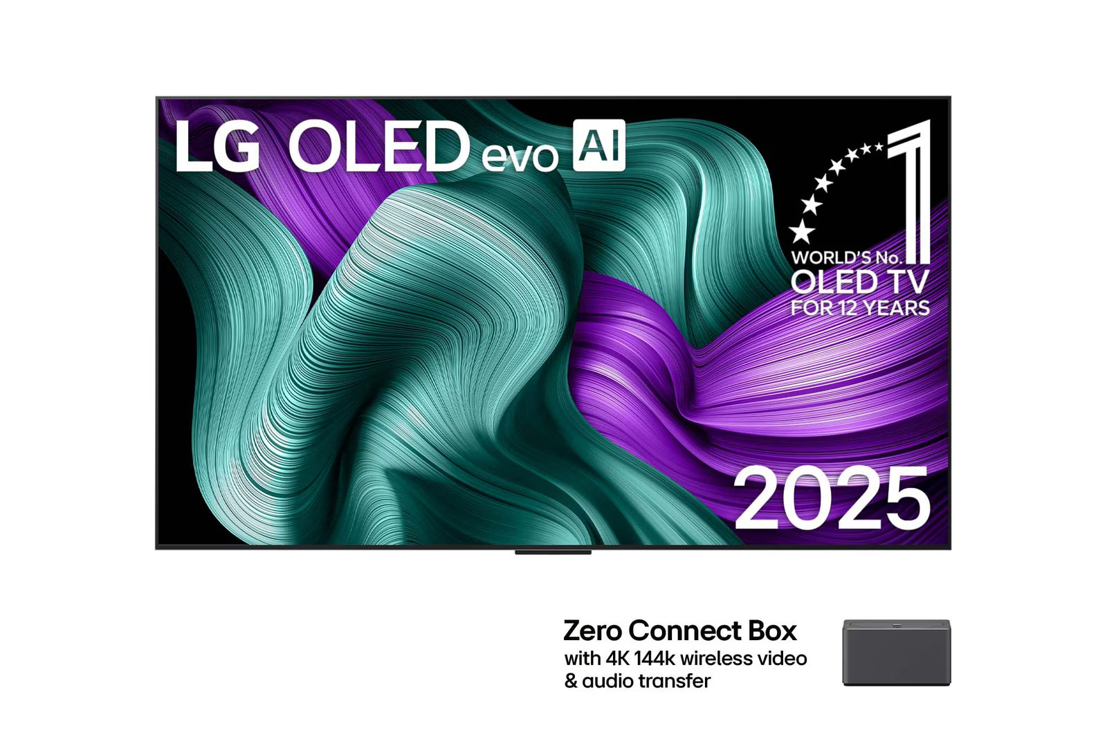 LG OLED evo TV with Zero Connect Box on a white background