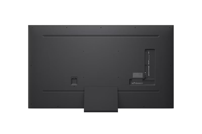 Back view of a black electronic device on a white background