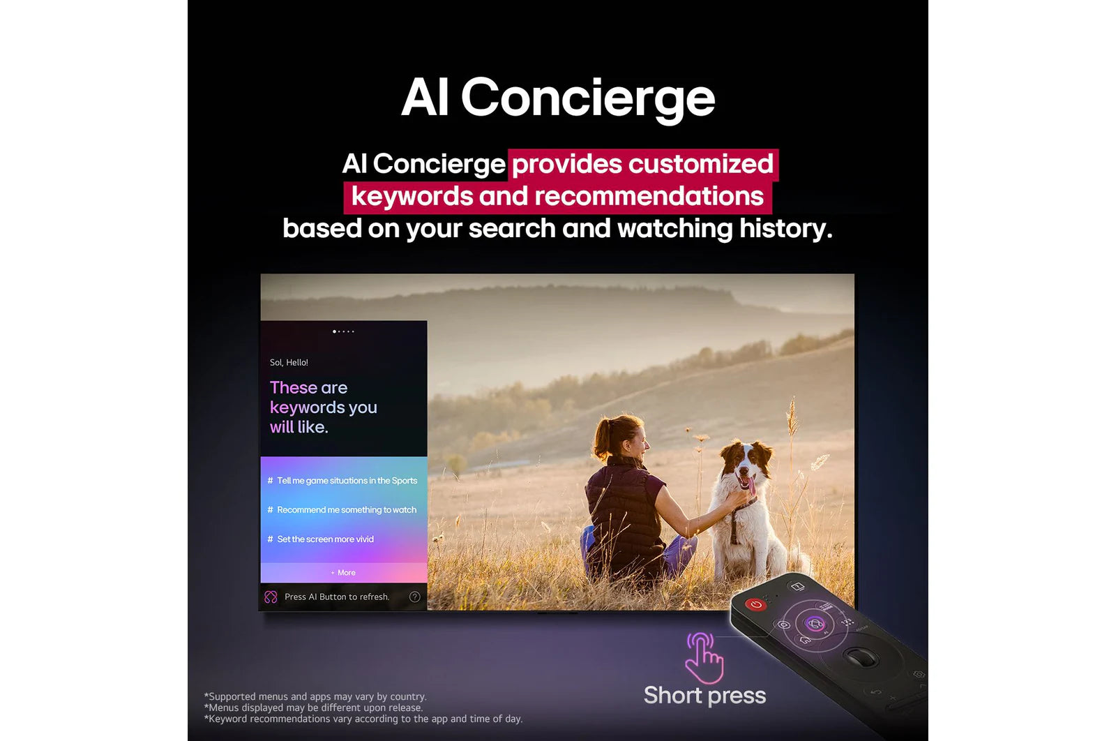 Advertisement for AI Concierge service with a couple in a field and smartphone interface.