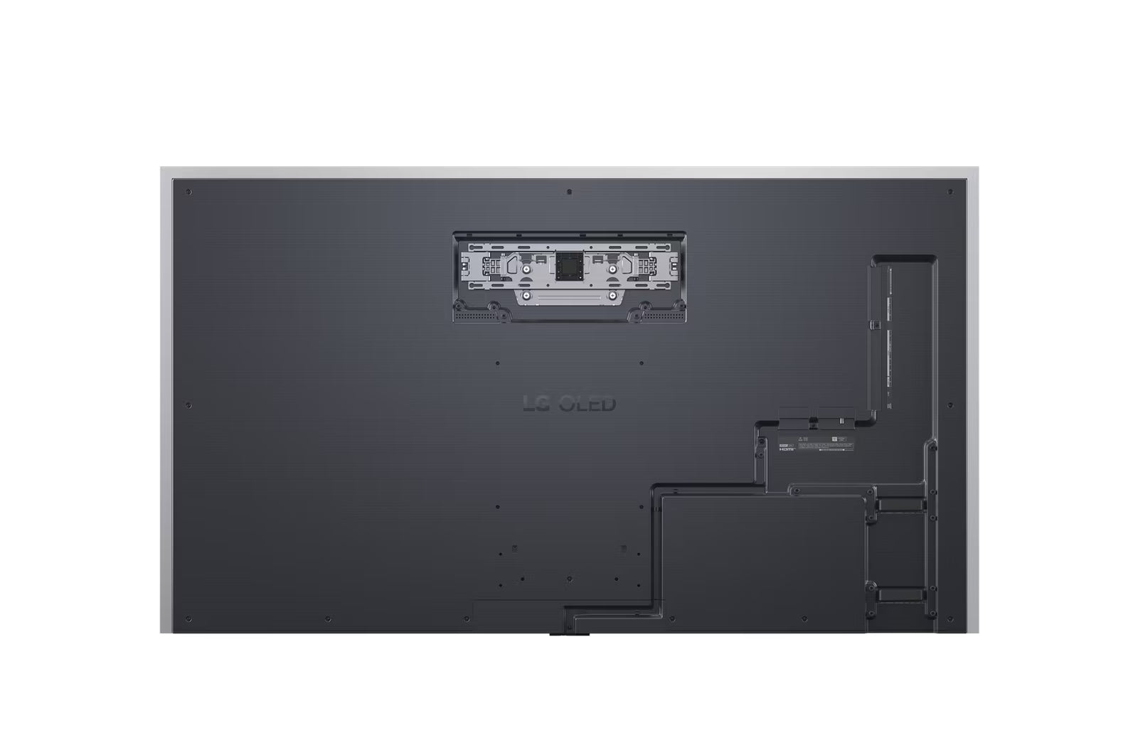 Back view of a flat-screen TV on a white background