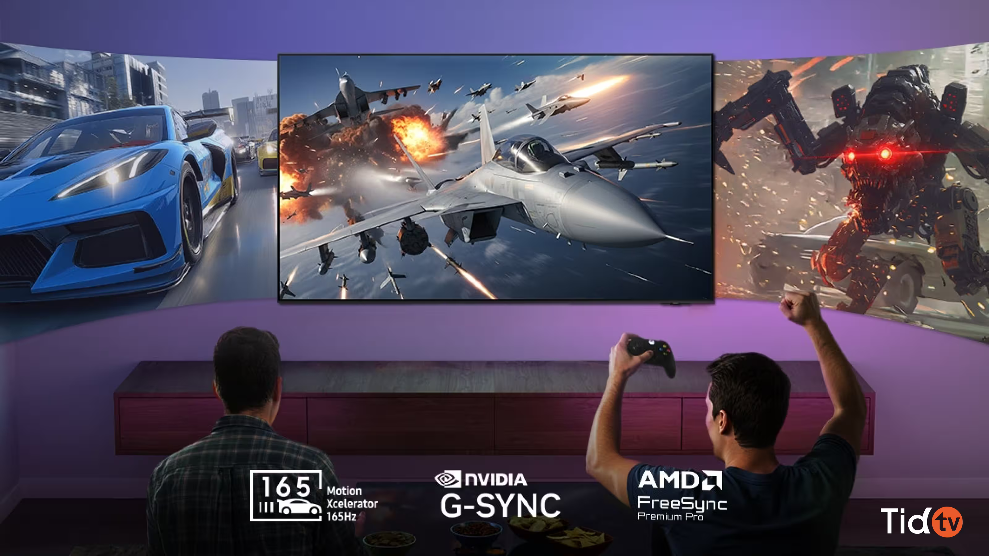 ทีวี Samsung S95F เล่นเกม HDR ด้วยกราฟิกสีสดในปี 2025