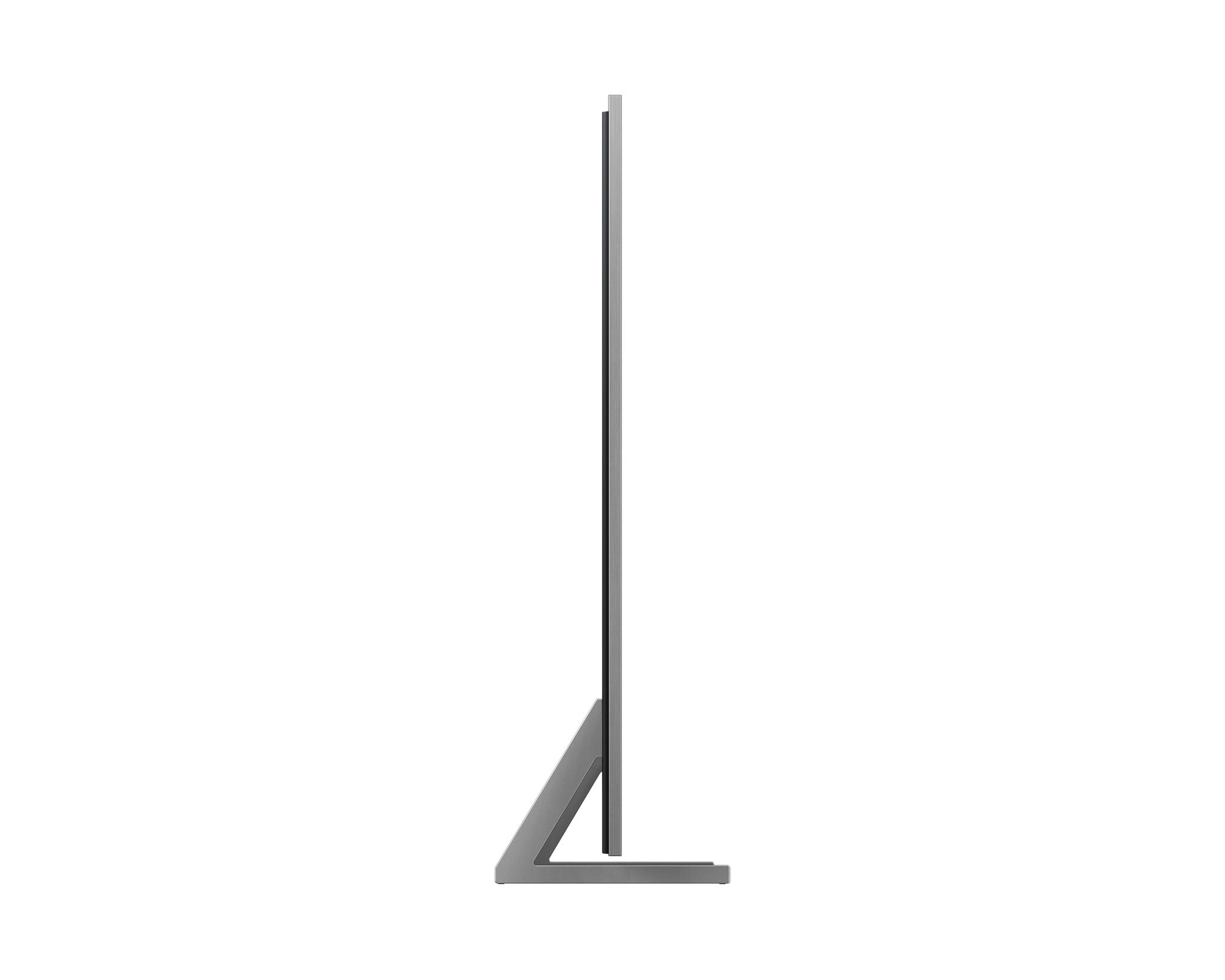 Tall, thin metallic object on a white background