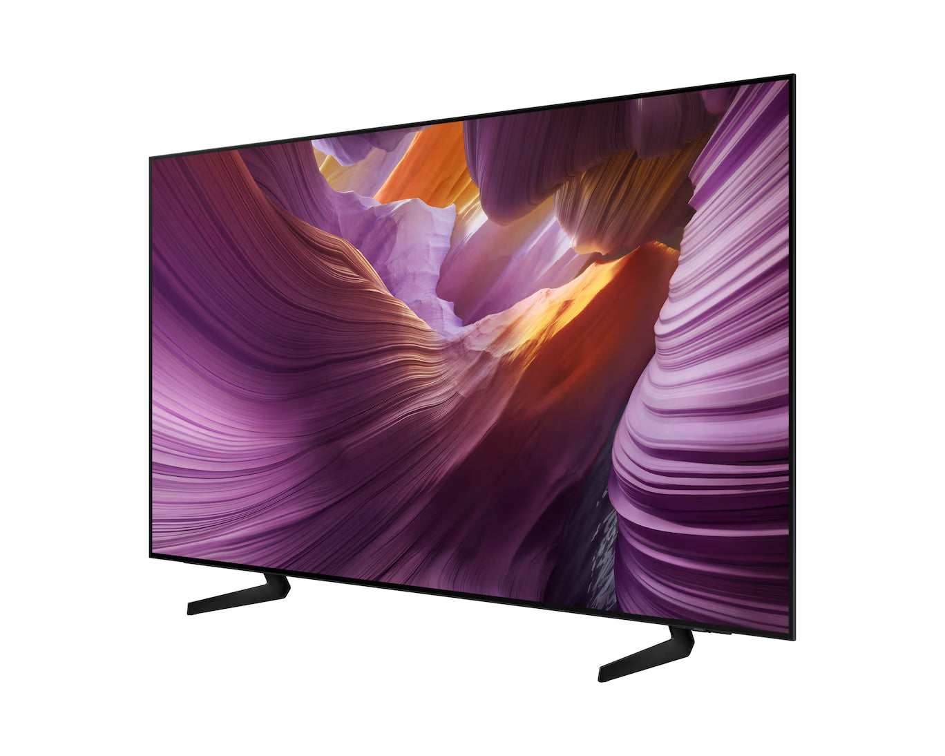 Smart TV displaying a colorful abstract landscape on a white background