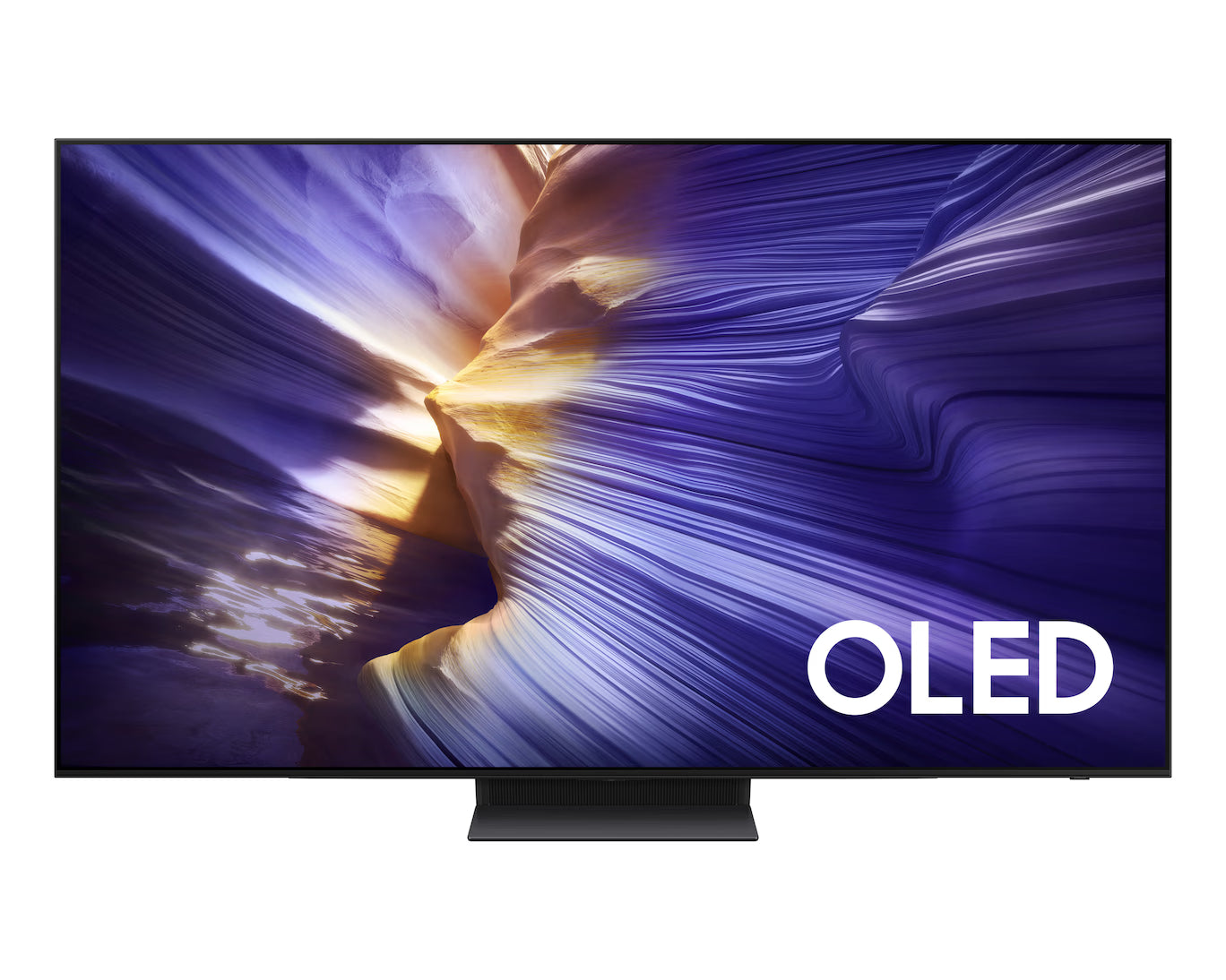 OLED TV with dynamic display and 'OLED' branding on a white background