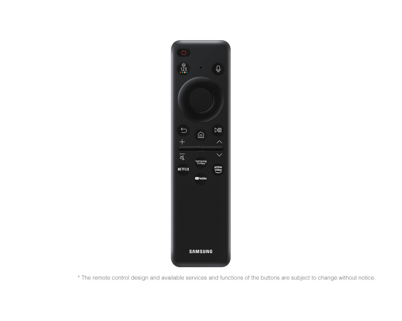 Black Samsung remote control on a white background