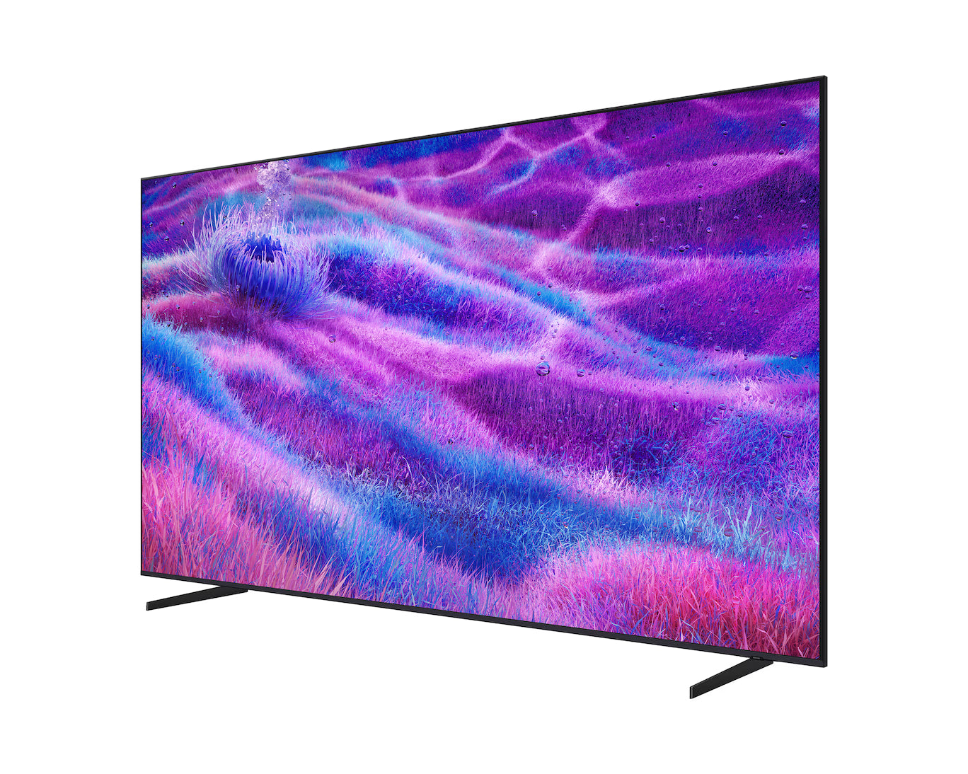 Modern flat-screen TV with colorful display on a white background