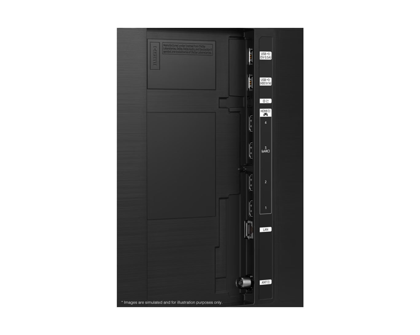 Black electronic device with ports on a white background