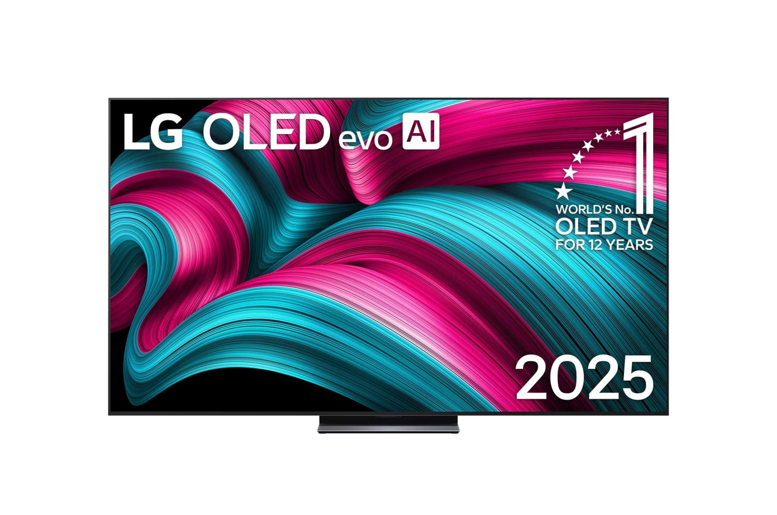 LG OLED evo AI television with colorful abstract design on screen